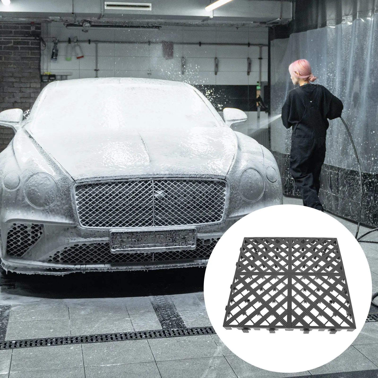 

Усиленный дренажный мат-решетка для гаража, утолщенная, соединяющаяся, нескользящая напольная плитка для автомойки и детейлинга