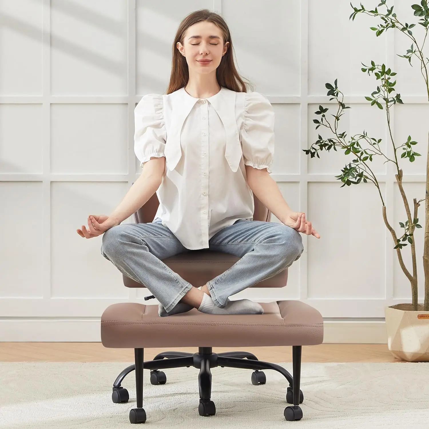 

Criss Cross Legged Office Chair with Wheels,Swivel Meditation Chair for ADHD,Ergonomic Cross Legged Desk Chair with, Customized