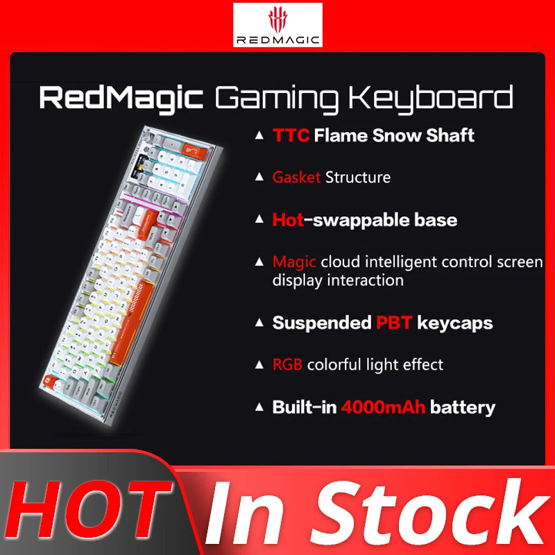 

Original Redmagic Keyboard GK001J 3-Mode Mechanice Wire & Wireless 100Keys QS BR RGB Light Silver/Black REDMAGIC Accessories