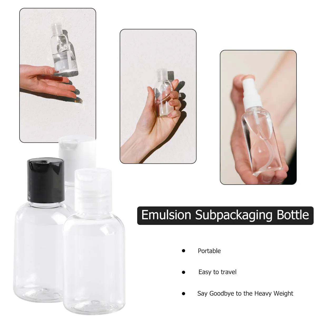 

12 Pcs Lotion Bottle Dispenser Shampoo Soap Portable Refillable Travel Size 50ml Clear Plastic Non Toxic