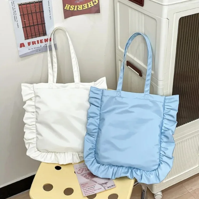 

Ruffles Tote Bag Portable Practical Shoulder Bags for Woman High Capacity Bolsos De Mujer Underarm Sac Femme Soft Square Bolso