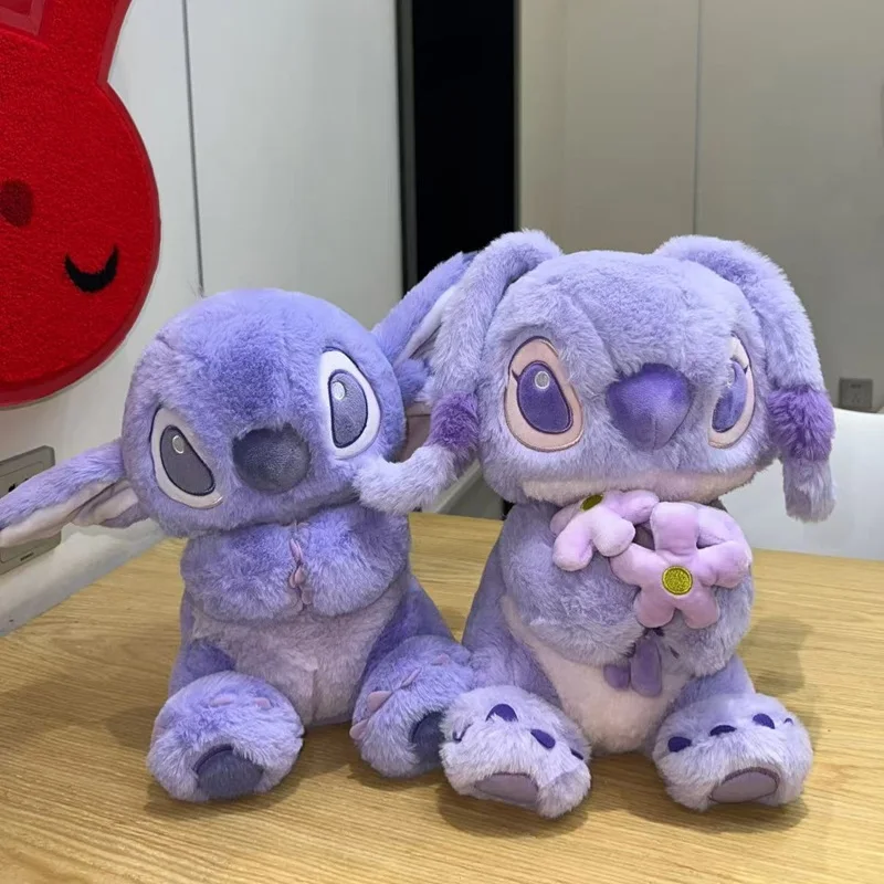 

35 см Disney Lilo & Stitch плюшевые куклы аниме мультфильм Kawaii фиолетовый стежок ангел плюшевая игрушка с цветами ангел подарок на день рождения для девочек