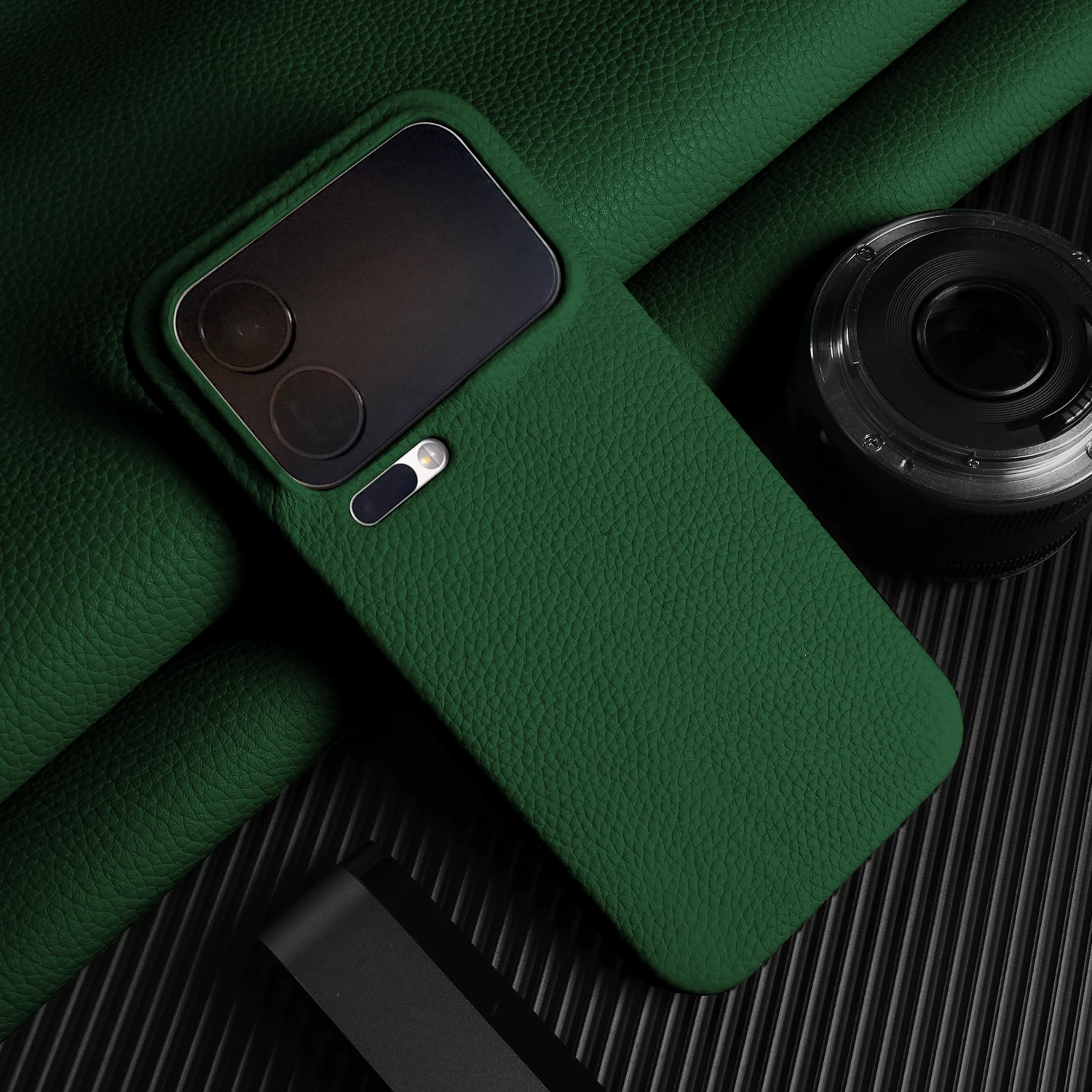 Premium Lychee Pattern Genuine Leather Back Cover Case For X