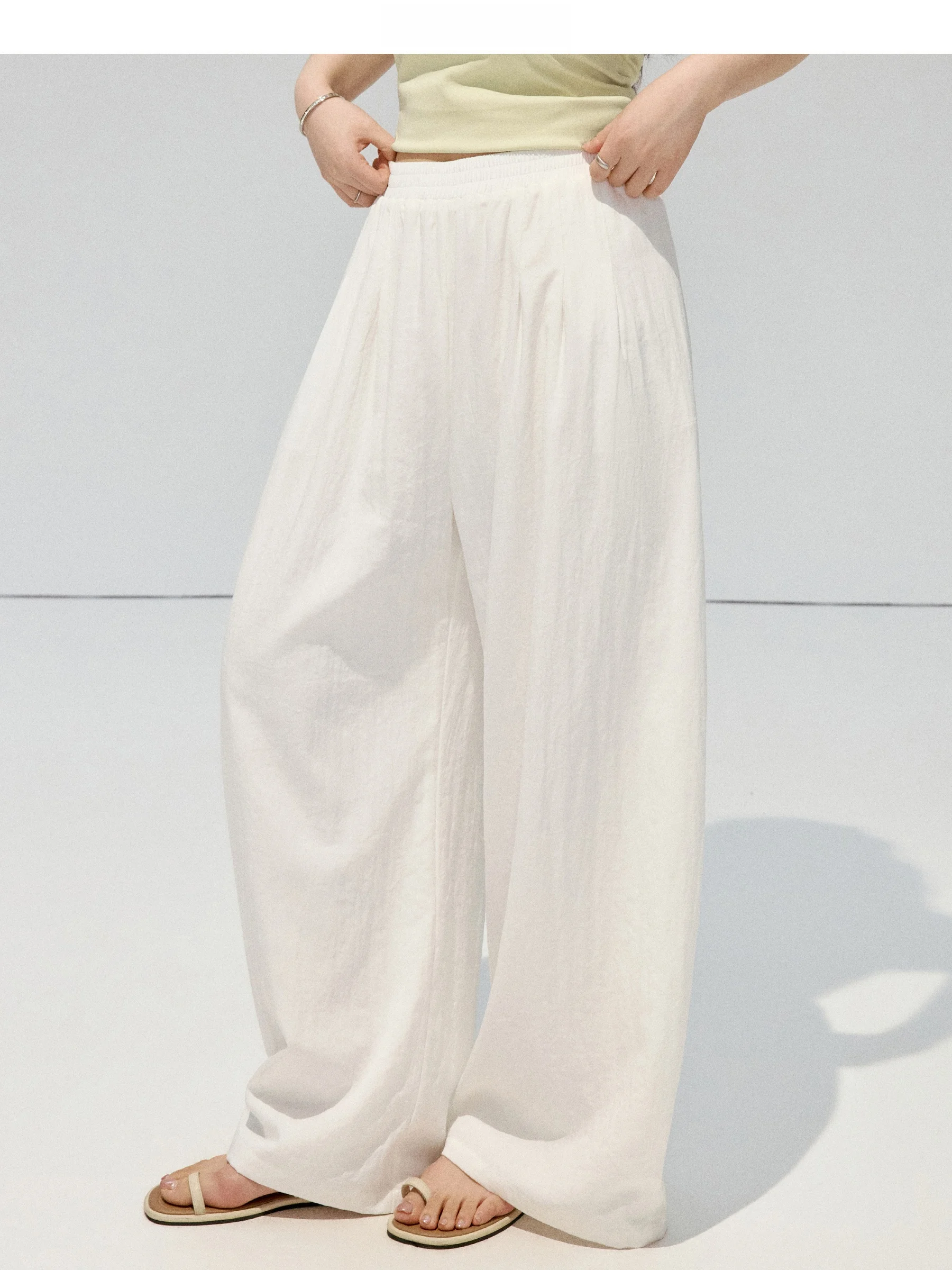 

Повседневные брюки JULULOOK Studio "Ghostly Soft Fold" больших размеров, свободного кроя, с широкими штанинами и эластичной талией, универсальные, для полных женщин