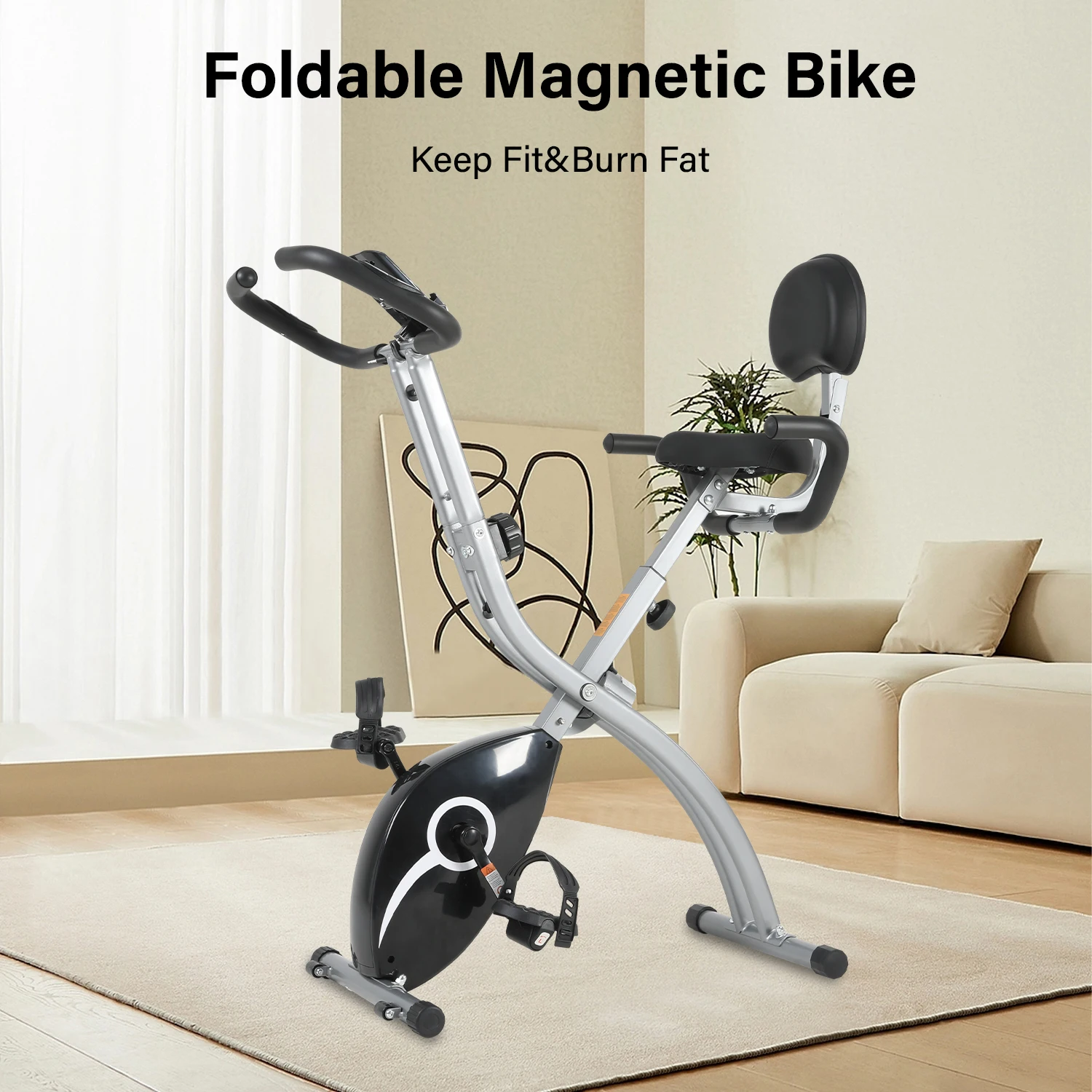 دراجة دوارة للتمرين الداخلي قابلة للطي من الفولاذ، مناسبة لاستخدام معدات اللياقة البدنية المنزلية وصالة الألعاب الرياضية، مادة قوية للمتانة #6