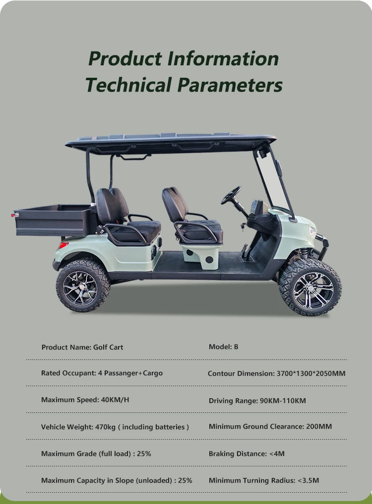 lsv Customizable 72V Lithium Battery 4 Seat Electric Golf Cart Cargo Capacity Metal Construction 5KW AC Motor 30-50km/h