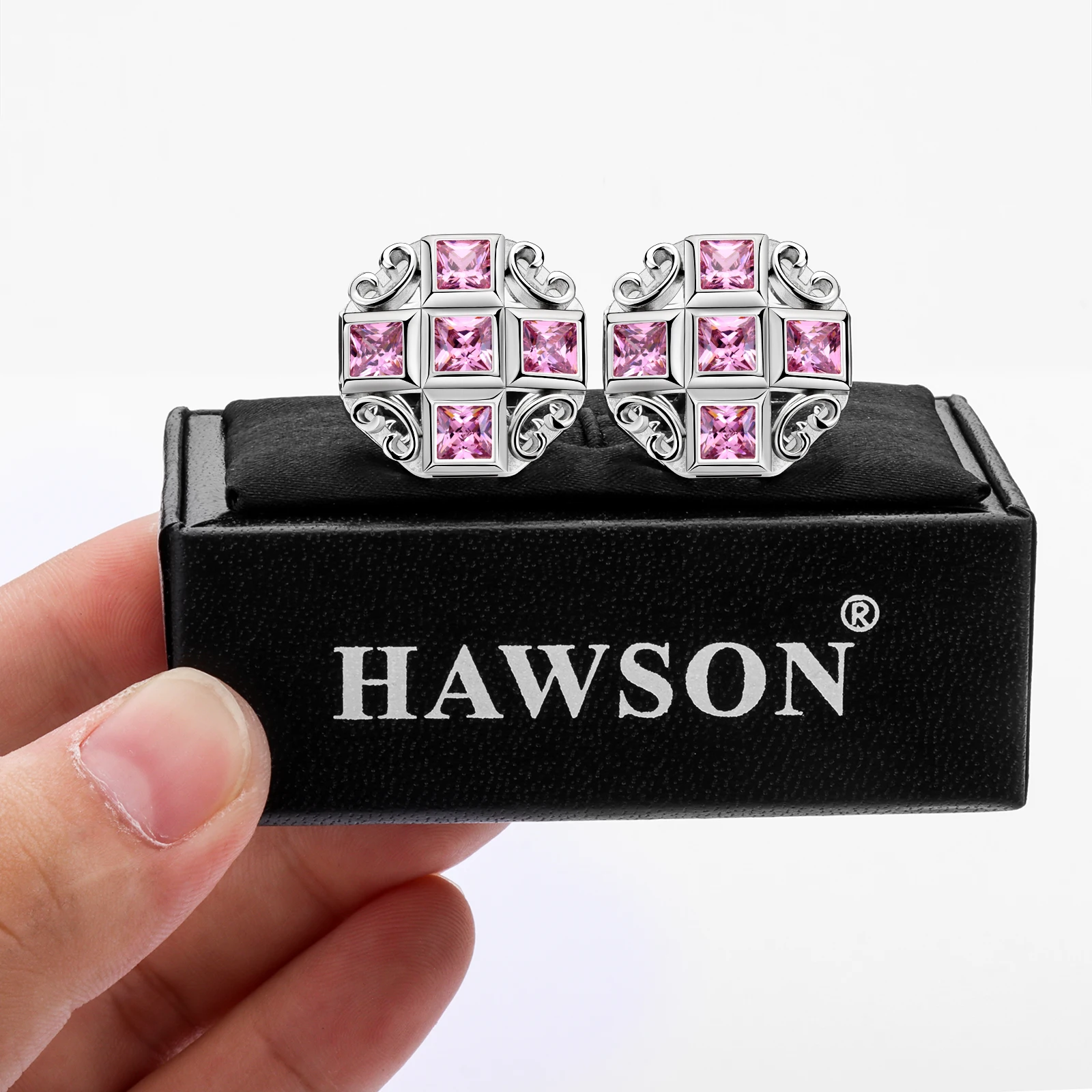 HAWSON Luxury Crystal Cufflinks for men,Men\'s Wedding cufflink dress shirts Cuff Button High Quality,cuff links mens