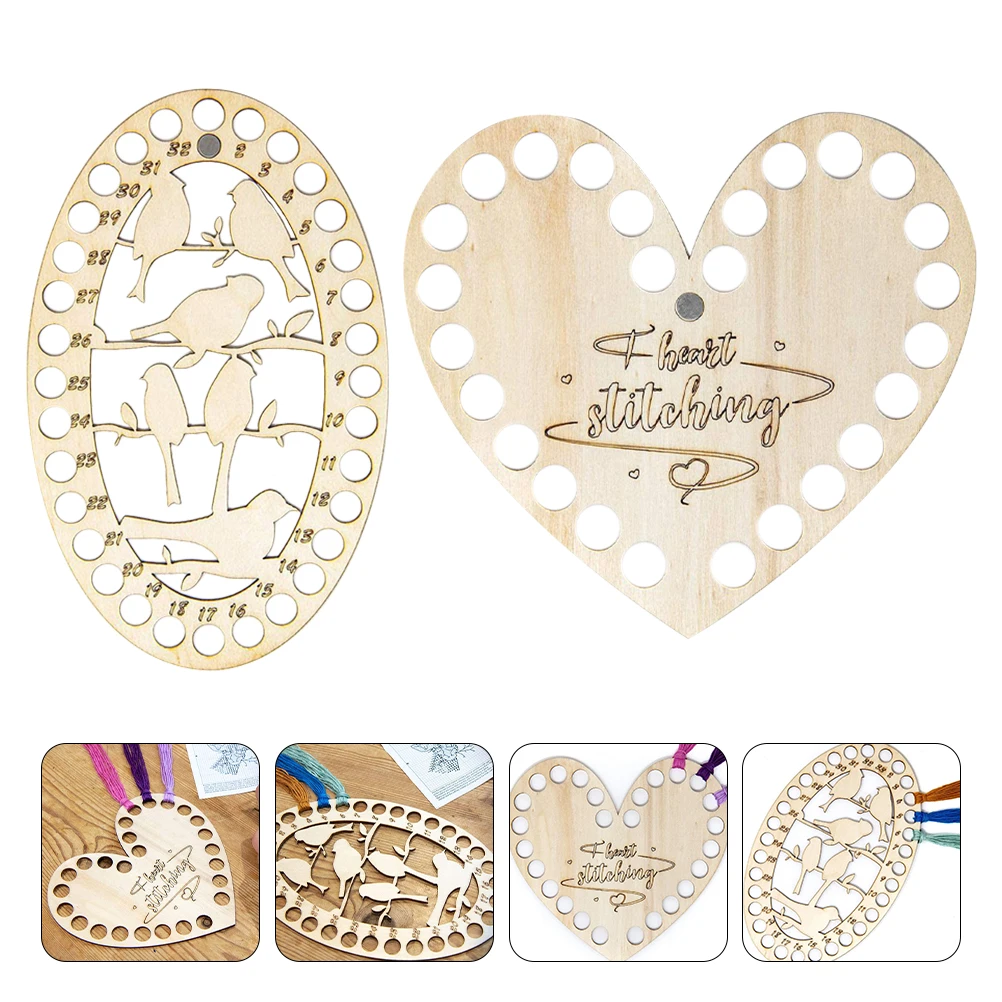 

4pcs Wooden Cross Stitch Thread Organizer Durable Embroidery Floss Storage Board Compact Sewing Thread Holder Hollow Pattern