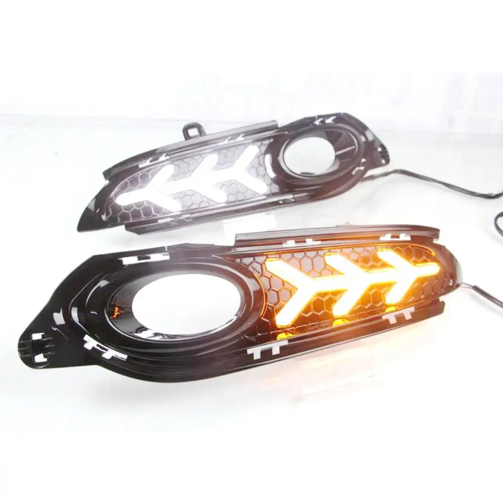

July King Car Daytime Running Lights Compatible for Honda Vezel HRV HR-V 2014-2018, 6000K LED DRL + Streamer Yellow Turn Signals