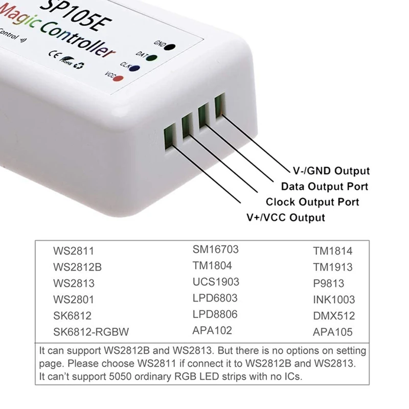 2Pcs SP105E Light Strip Controller Mobile Phone Smart Bluetooth Magic Color Controller LED Full Color Controller