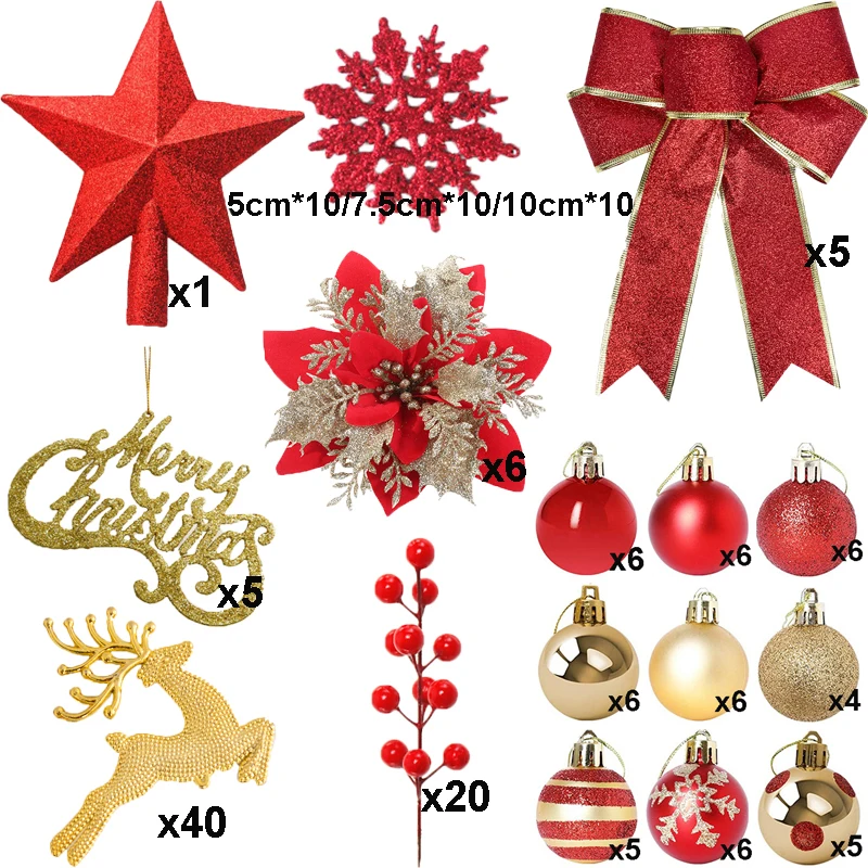 Ornaments Christmas Tree Home Decor Christmas Tree Decoration New Year Party Holiday Gifts Hanging Decor Balls Bow Snowflakes