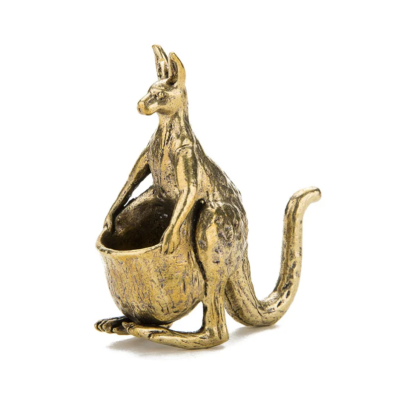 Kangaroo Figurine Brass Animal Statue Sculpture Crafts Collect Desktop Ornament Home Sand Table Decor Accessories