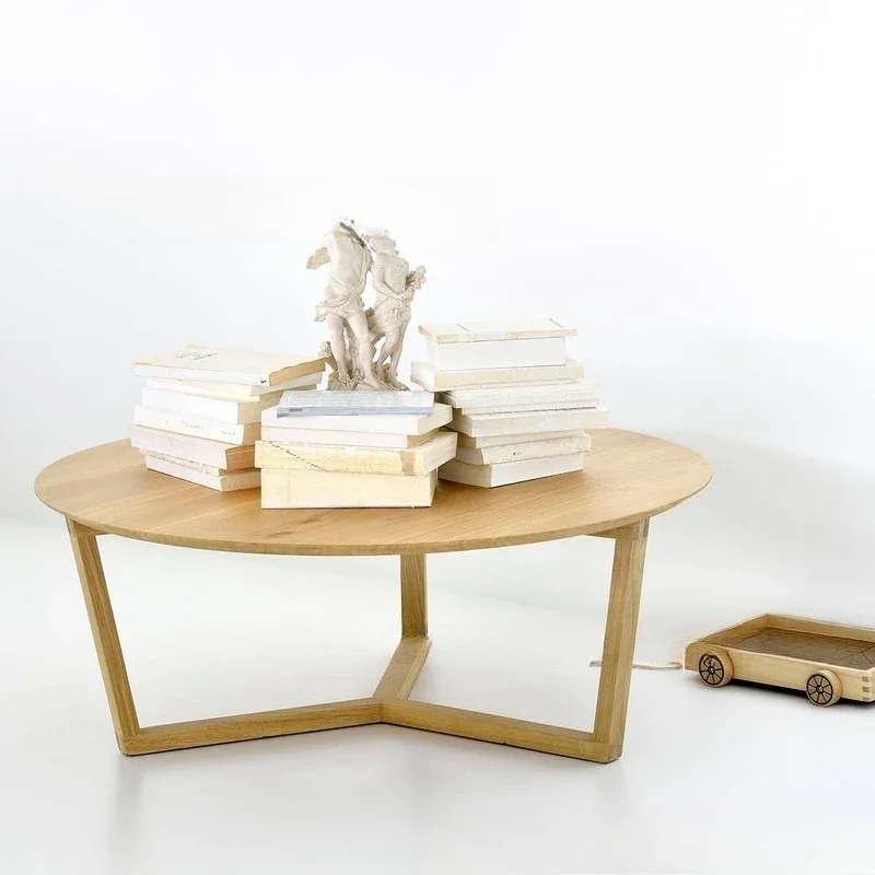 

Nordic ash wood round coffee table household living room sofa small round table bedroom balcony simple solid wood small table
