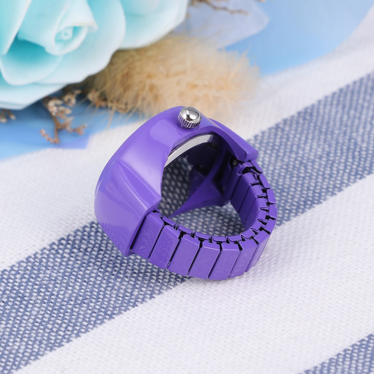 

1Pcs Watch Ring Purple Quartz Watch Shaped Fashion Accessory Unique Gift for Birthday Travel Watch-Shaped Ring