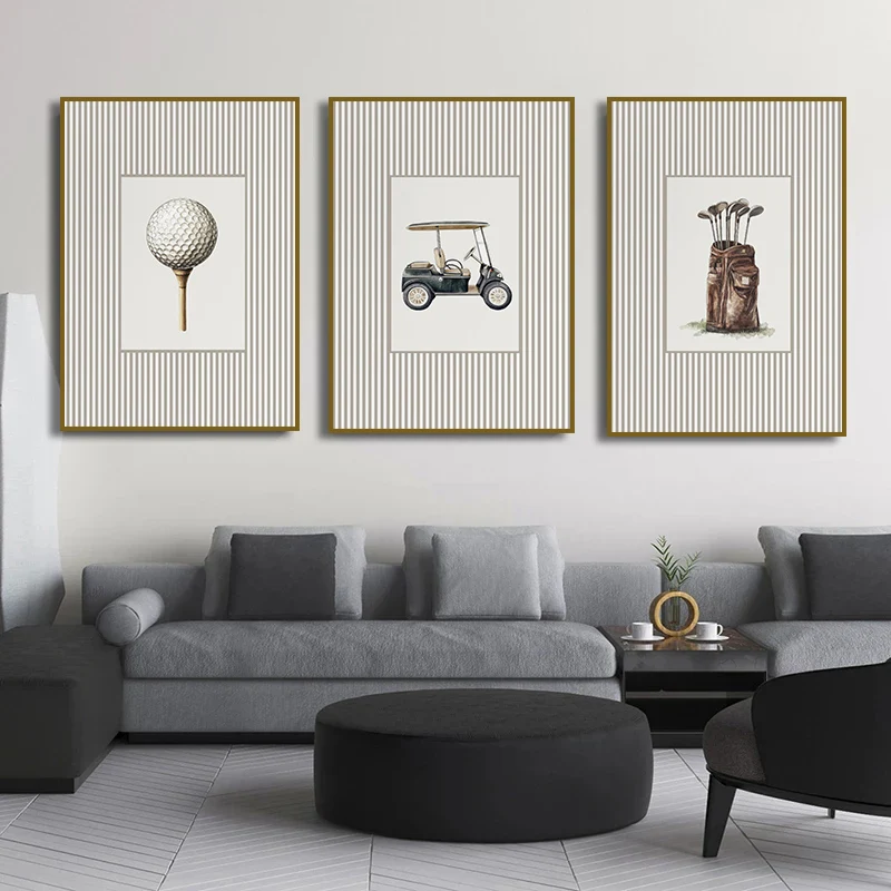 1pc frameless Canvas Painting Teddy Bear Golf Bag Ball Golf Course Tiny Golfers Poster Canvas Painting Print Wall Art Picture fo