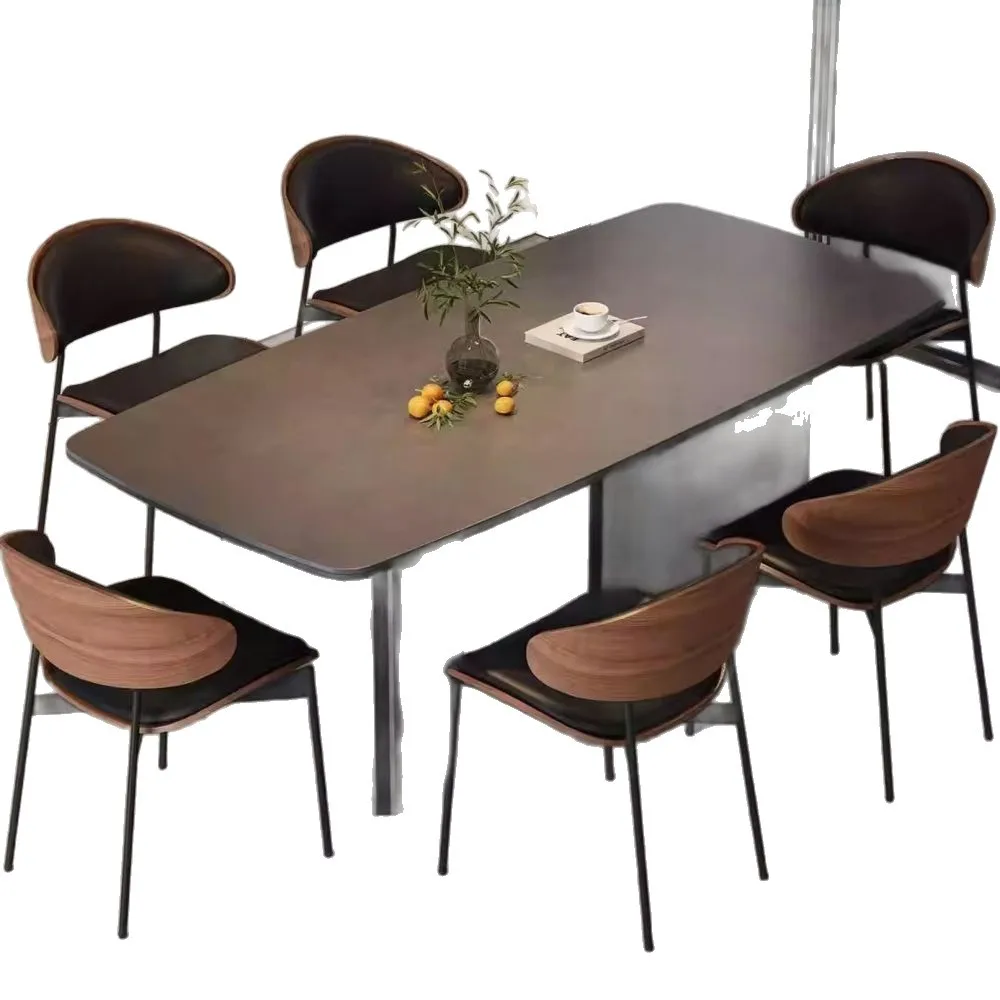 

Slate dining table, household small apartment living room Italian light luxury high-end rectangular square table