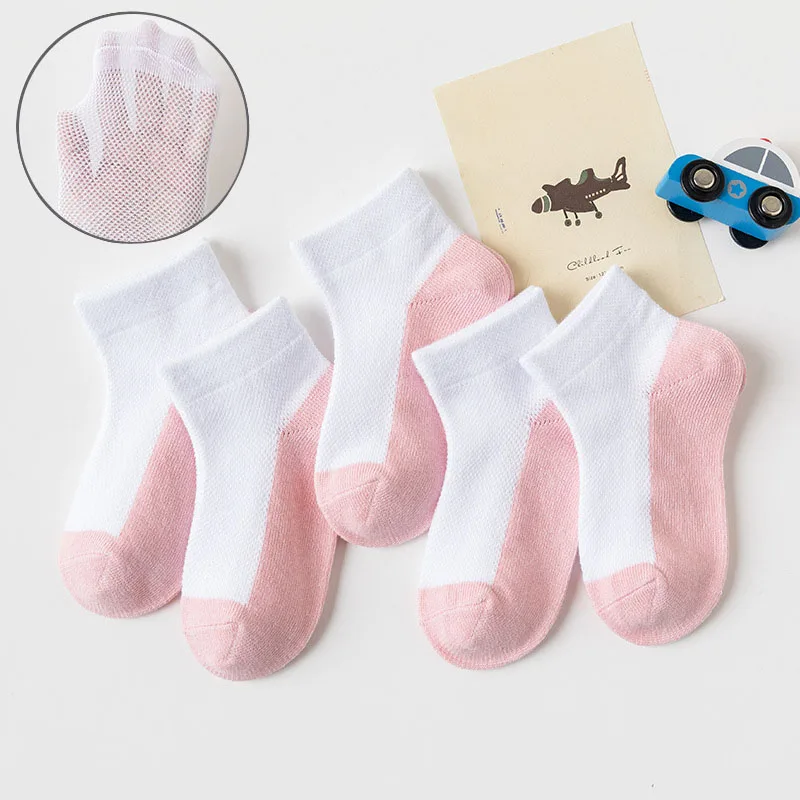 5 زوج/وحدة الصيف الأطفال الجوارب القطنية الاطفال صبي فتاة طفل موضة لينة أسود أبيض رمادي الجوارب ل 1-12 سنة في سن المراهقة طالب الجوارب #4