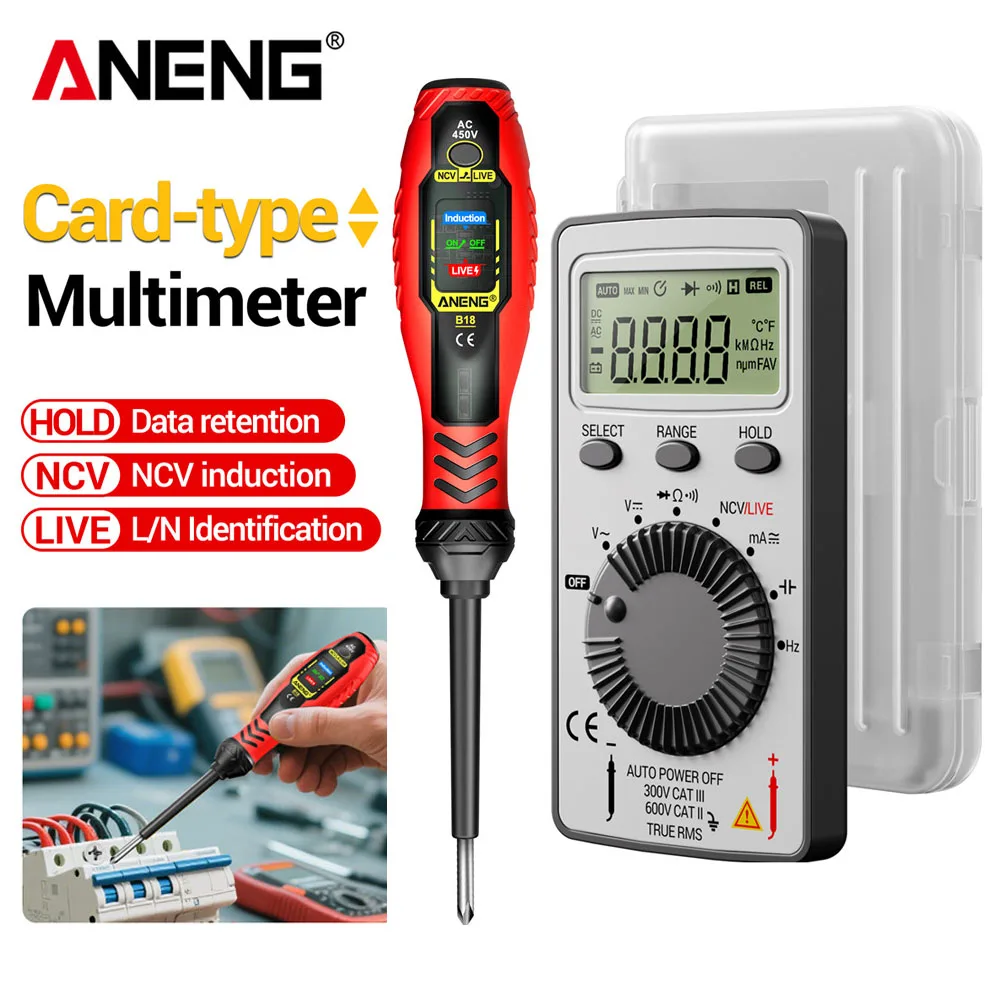 ANENG Electrician Maintenance Kit AN101 Universal Meter with B18 Induction Test Pen for AC/DC Voltage and Current Measurement