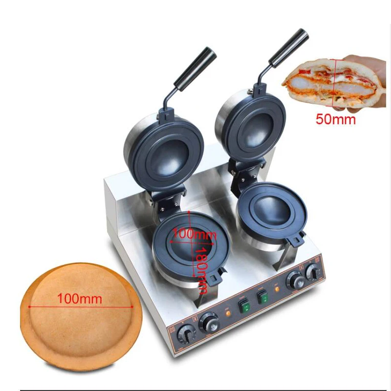 Electric 110V/220V Non-Stick Burger Waffle Baking Machine in Stock