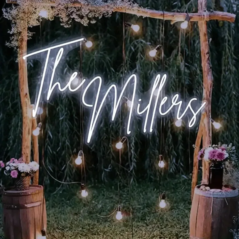 

Customizable LED Neon Sign with Personalized Double-Line Italic Font, Made of Plastic, Wall-Mounted, Switch Control, USB