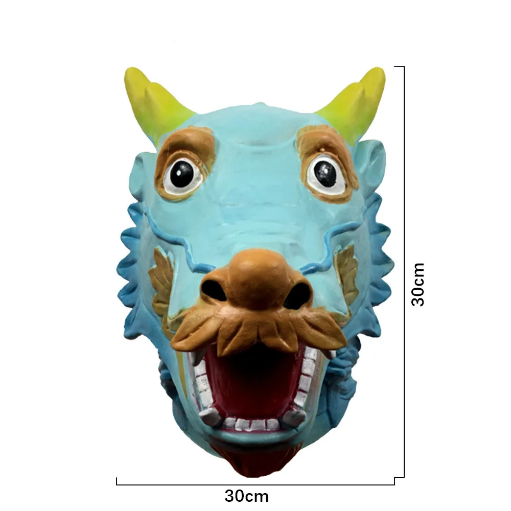 Chinesische Drachenkopfmaske Halloween-Party Großartiges Kostüm Vollgesichtsmaske Tier-Latexmaske Cosplay Verkleidung Kostüm-Requisiten – Detail 4