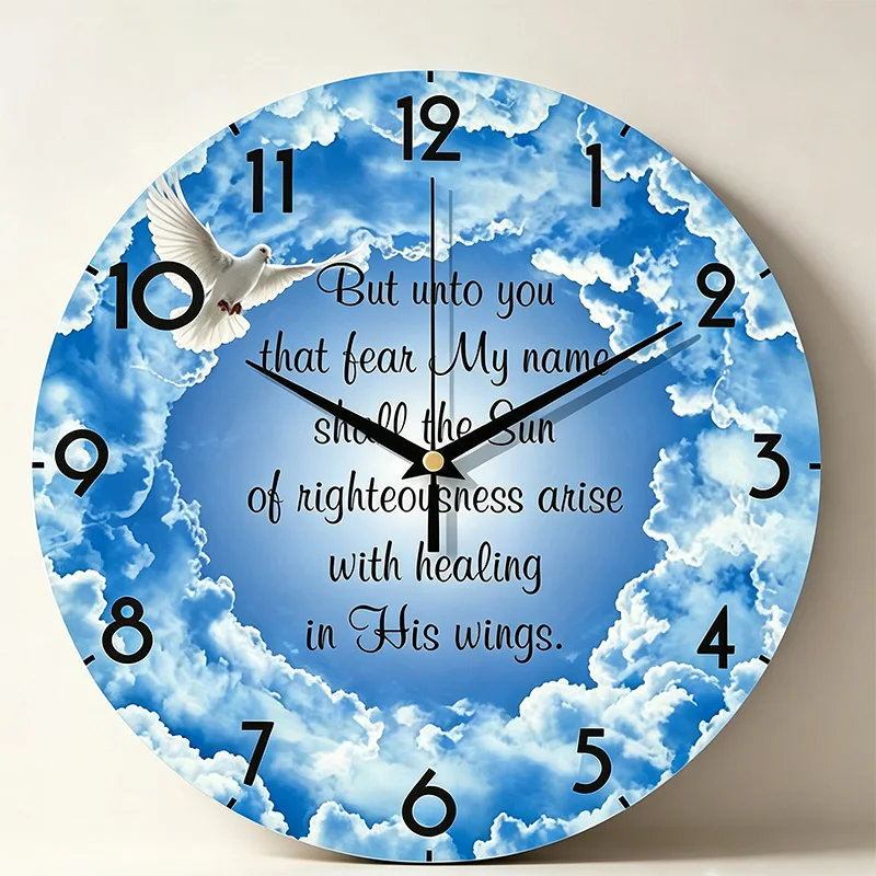 Round Wall Clock, Ornate Vintage Decorative Timepiece,Baroque-Style Dove with Floral Wreath Elegant Clock for Classic Home Deco