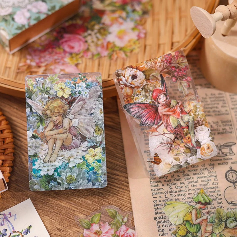 Mr. Paper Retro Angel Fairy Theme Box Sticker Creative Floral Goo Card Handbook Material Sticker Stationary 60pcs/box