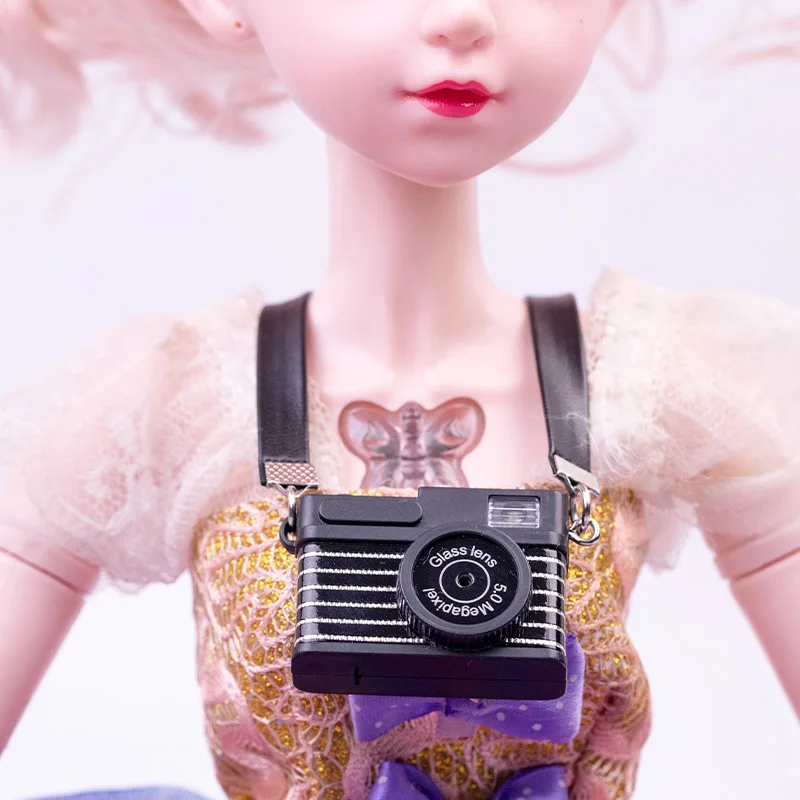 

Подходит для плюшевых кукол Labubu 1/8 1/12 BJD Mini, с вспышкой, ремешком для камеры, кукольной камеры, модель идола, хлопковые игрушки, аксессуары