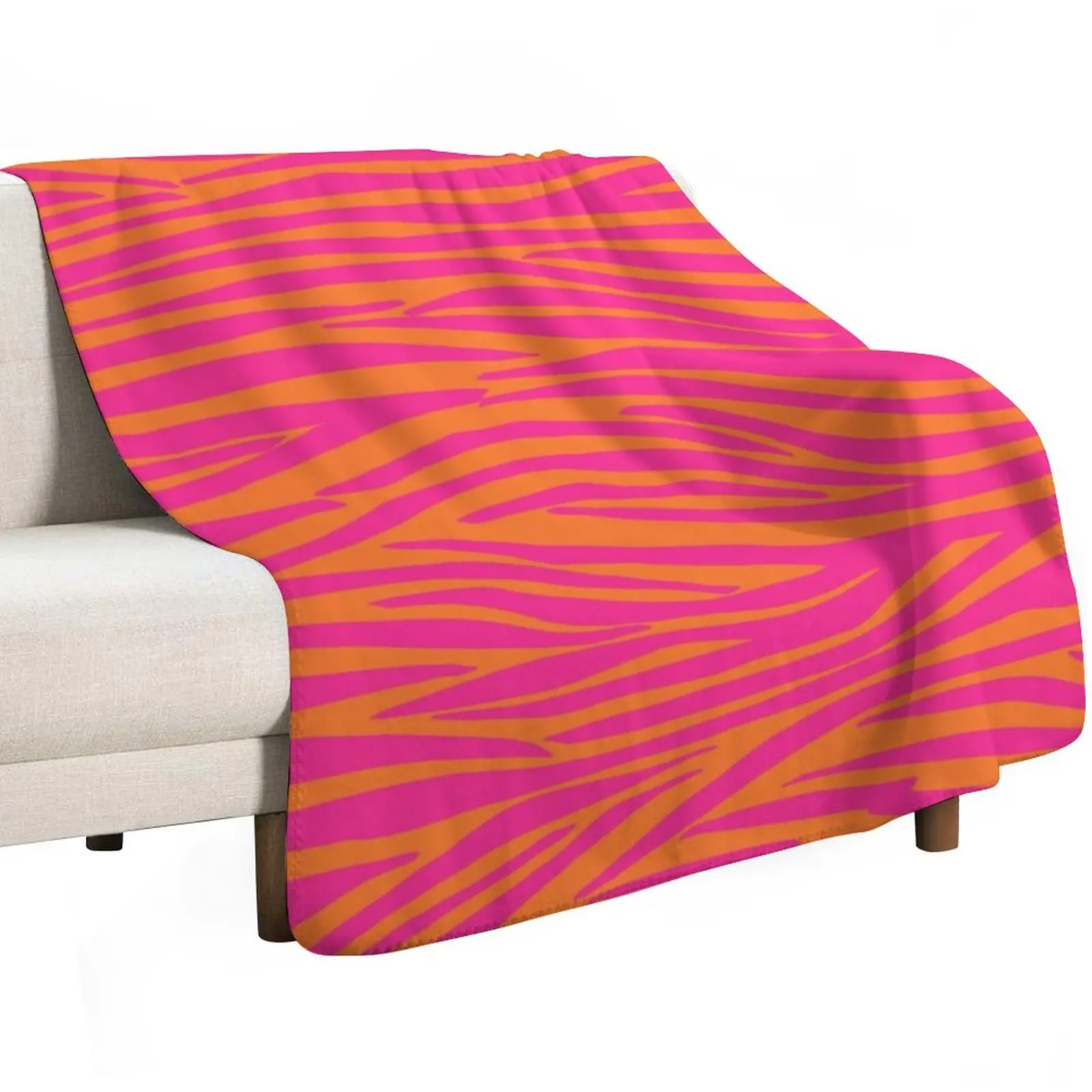 Pink and Orange Zebra Stripes Throw Blanket Fuzzy Plush Throw Blanket for Sofa Chair