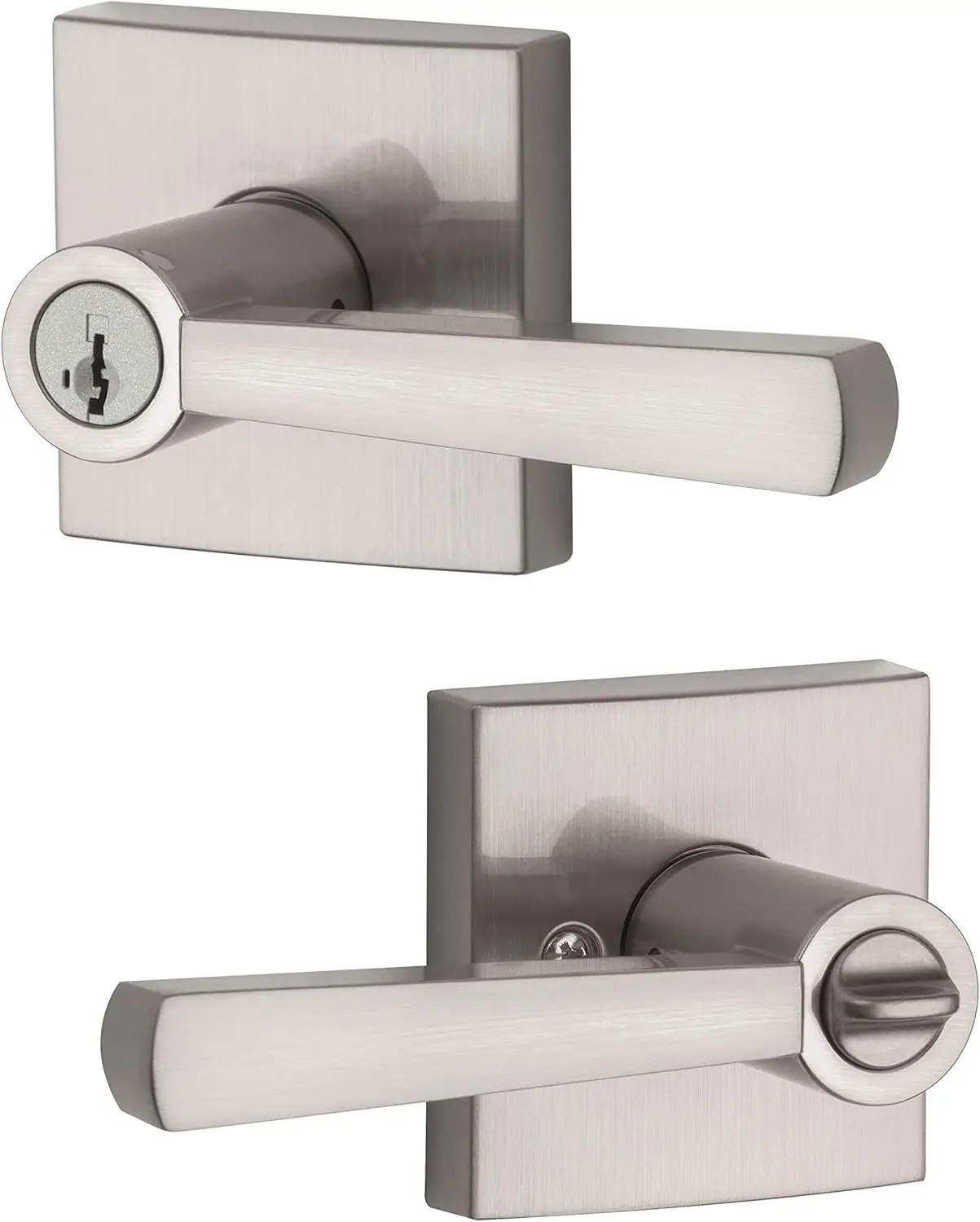 Baldwin Spyglass , Entry Door Handle Reversible Lever with Keyed Lock Featuring SmartKey Re-key Technology