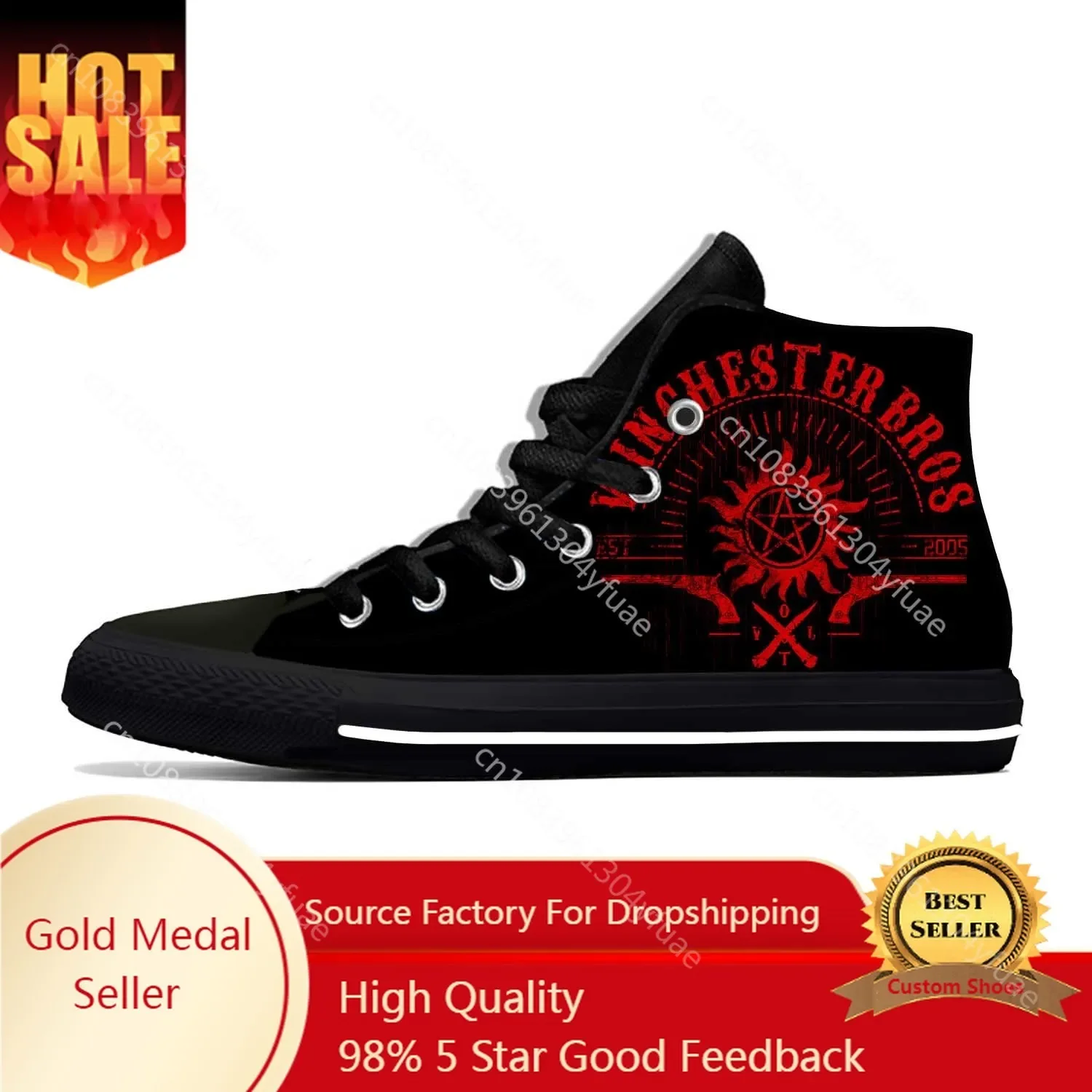 Hot Supernatural Winchester Brothers Bros Fashion Casual Cloth Shoes High Top Lightweight Breathable 3D Print Men Women Sneakers