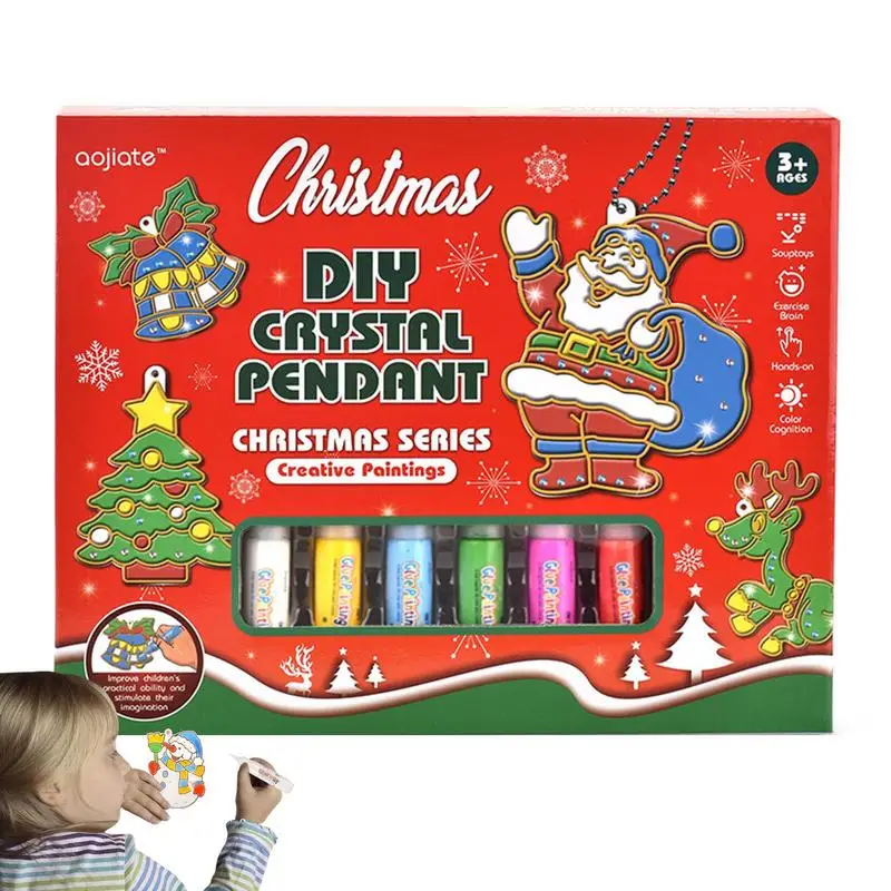 Christmas Crafts Ornament Kits Fast Drying And Child Friendly DIY Crystal Pendant Kit Christmas Paint Your Own Sets For Boosting