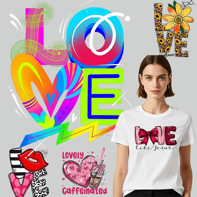 Love 'heat transfer printing stickers dtf clothing creative stickers can be DIY men's women's T-shirts canvas bags can be washed