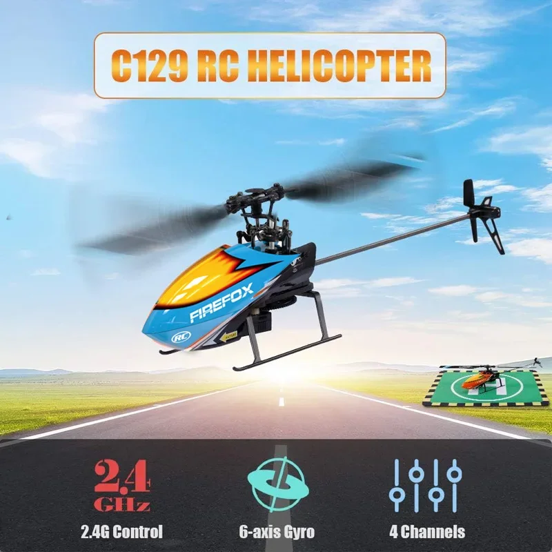 COOLBANK helikoptery RC C129 RTF helikopter RC z żyroskopem 2.4GHz 4-kanałowy zdalnie sterowany helikopter zabawki modele dla początkujących chłopiec