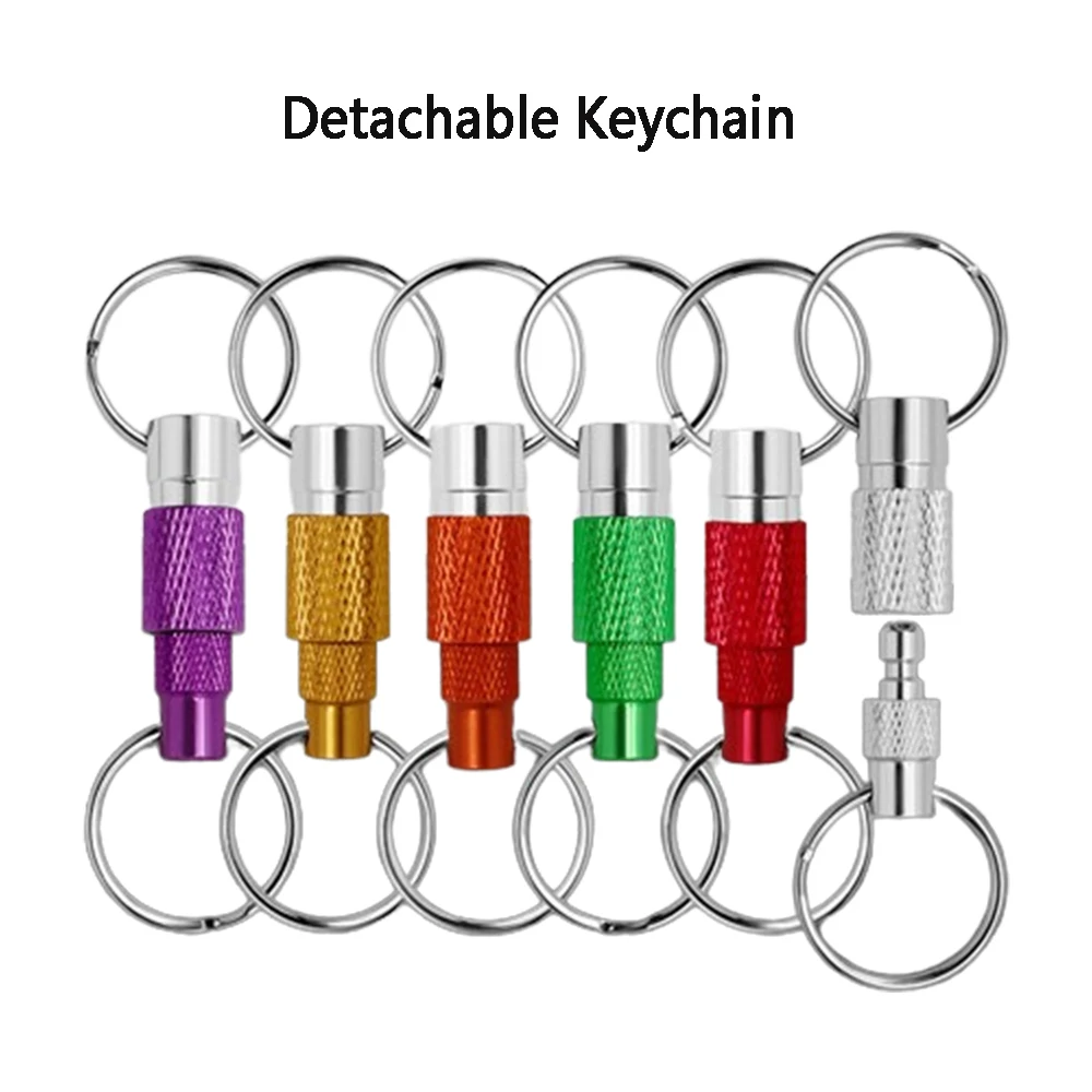 1Piece Detachable Keychain with Quick Release Metal Key Ring 360° Rotation Lightweight Portable Dual Ring Buckle - Random Color