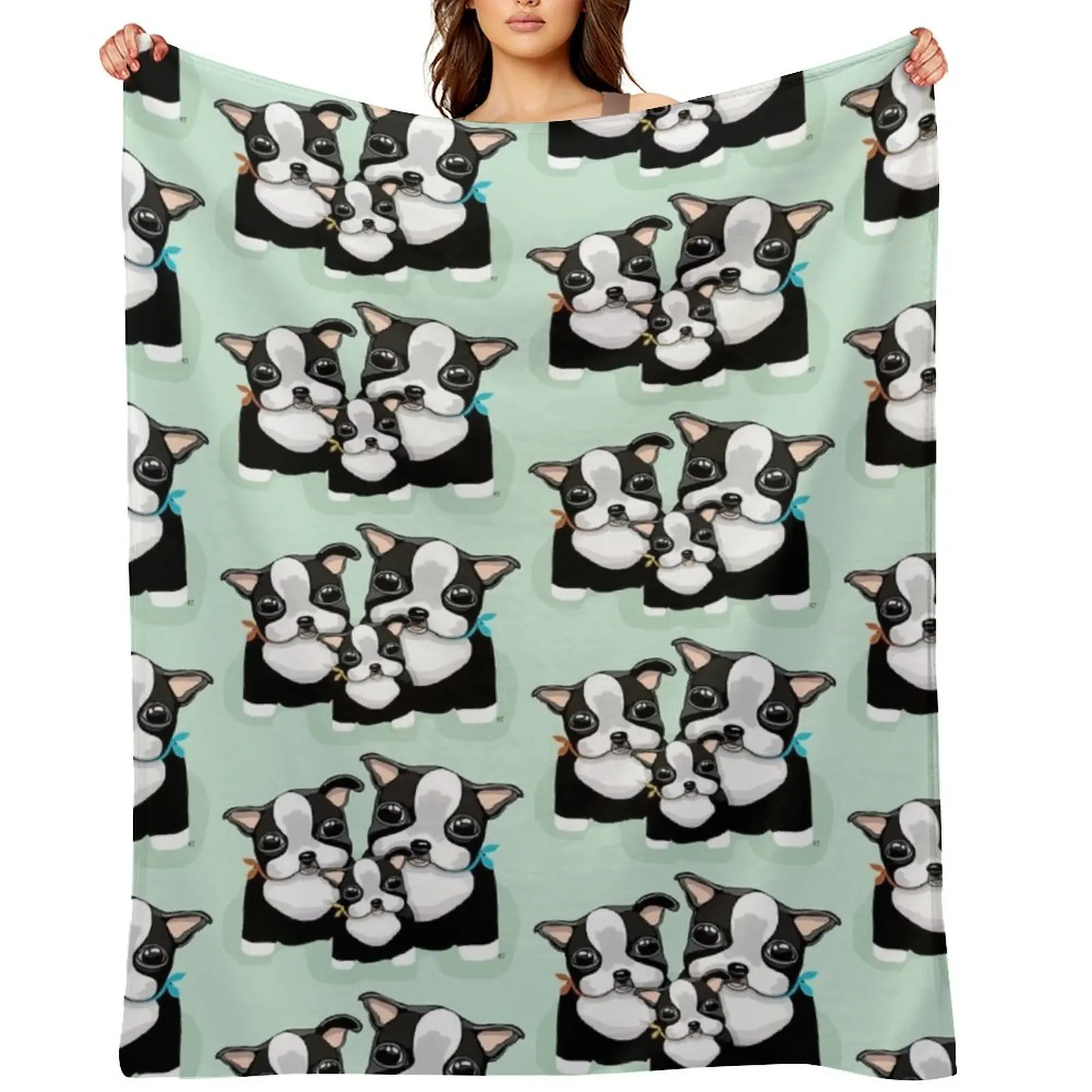 

Boston Terriers Throw Blanket Summer Beddings Single warm for winter Flannel Blankets