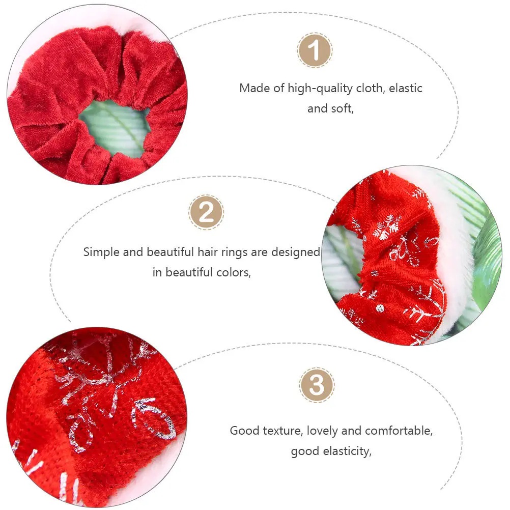 

2Pcs Festive Hair Ropes with Christmas Design Soft Flannel Hair Ties for Women Stretchable Non-Damage Hairbands Holiday Gift