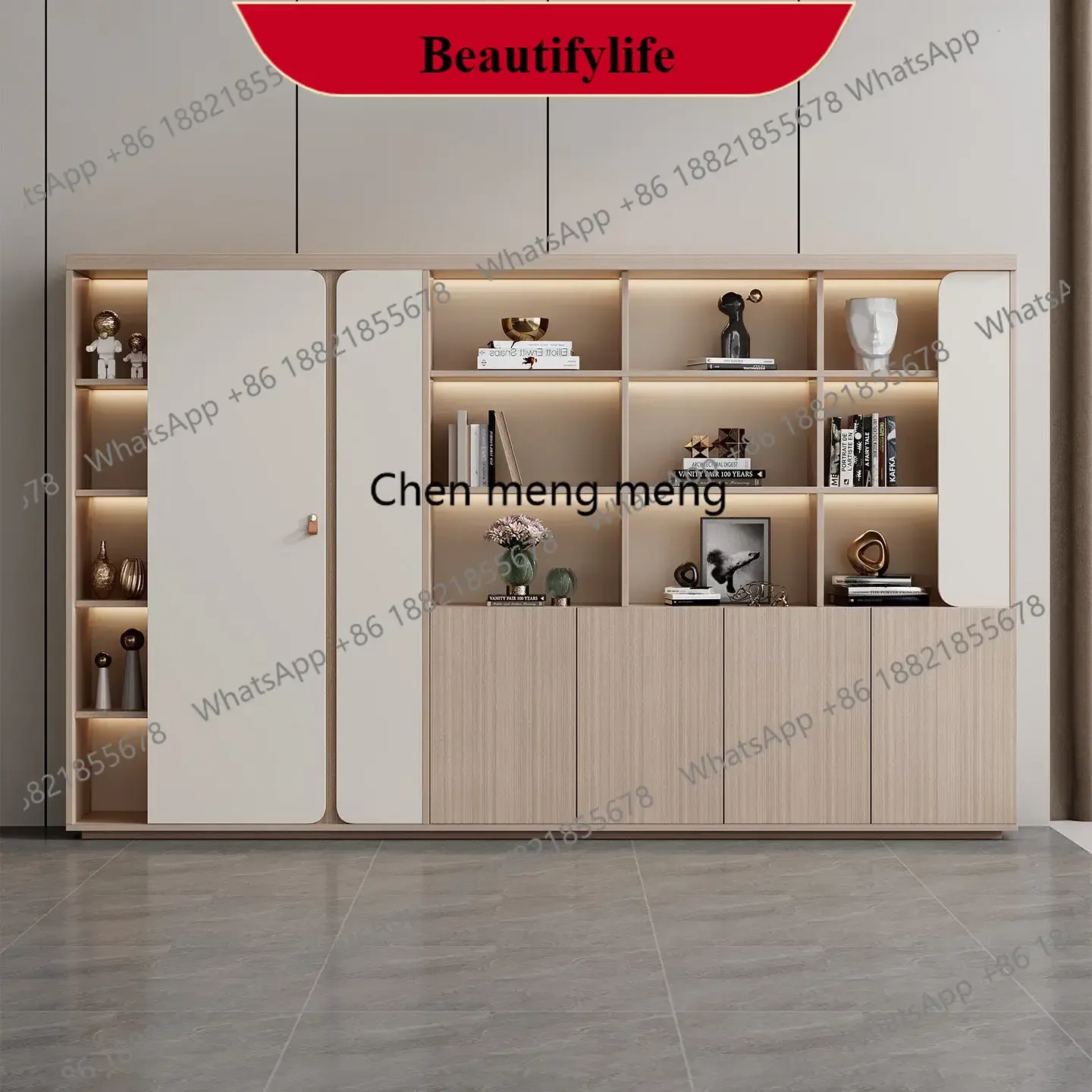 

M138Office furniture combination office bookcase, boss table background cabinet display cabinet, simple and modern