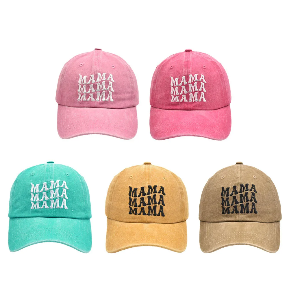 2024 New Parent Child Three Line Letter MAMA MINI Baseball Hat Outdoor Casual Sunshade Hats for Mom Kids Ideal Gifts