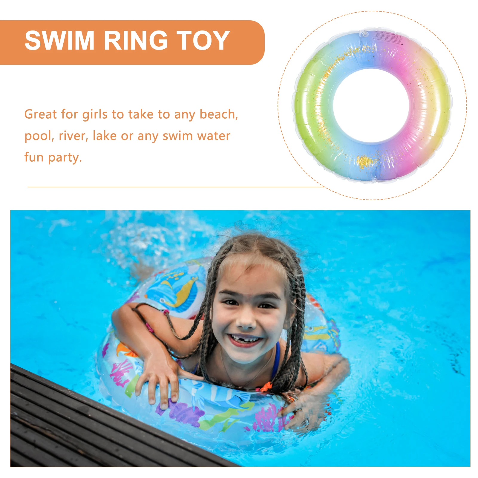 

Inflatable Swimming Ring Sequin Floating Adults Water PVC Aquatic Recreation Accessories Summer Pool Toy