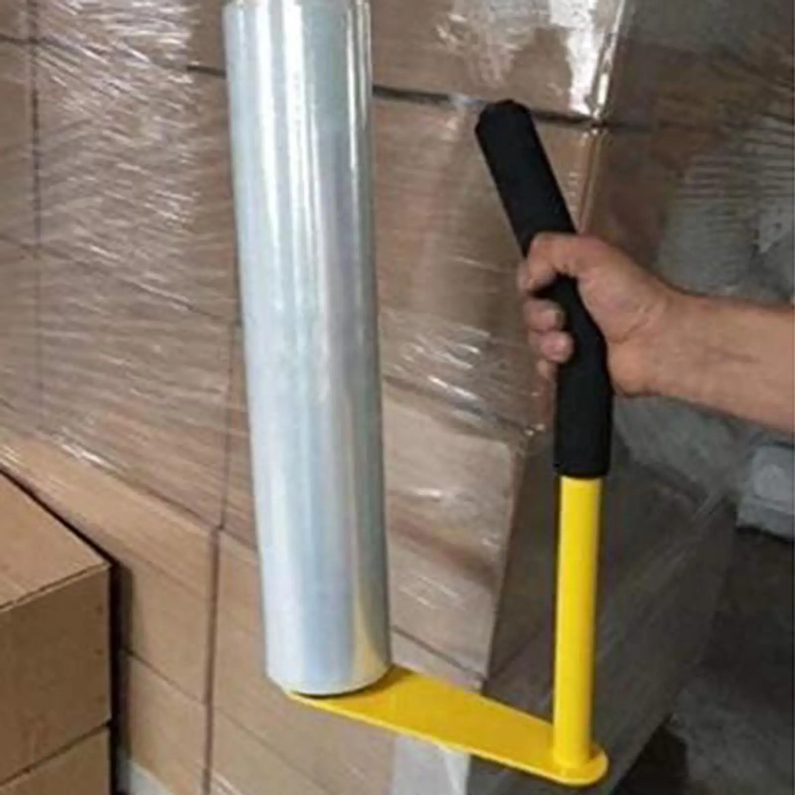 Handheld Stretch Film Wrap Dispenser Light Weight Iron Tube Wrapping Tool Adjustable for Warehouse Packaging
