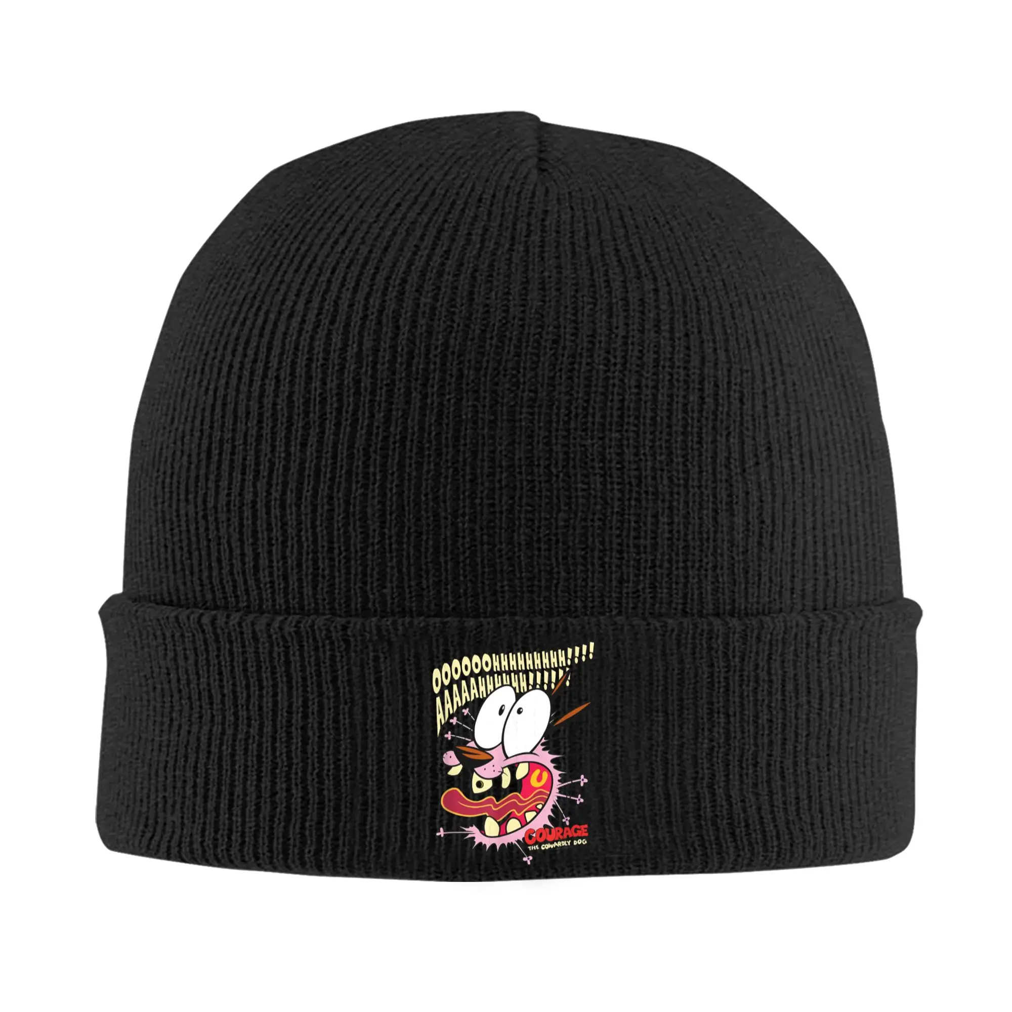 Scaredy Dog Beanie Hats  Bonnet Hats Adult Unisex Trendy Kpop Knit Hat Spring Design Elastic Caps