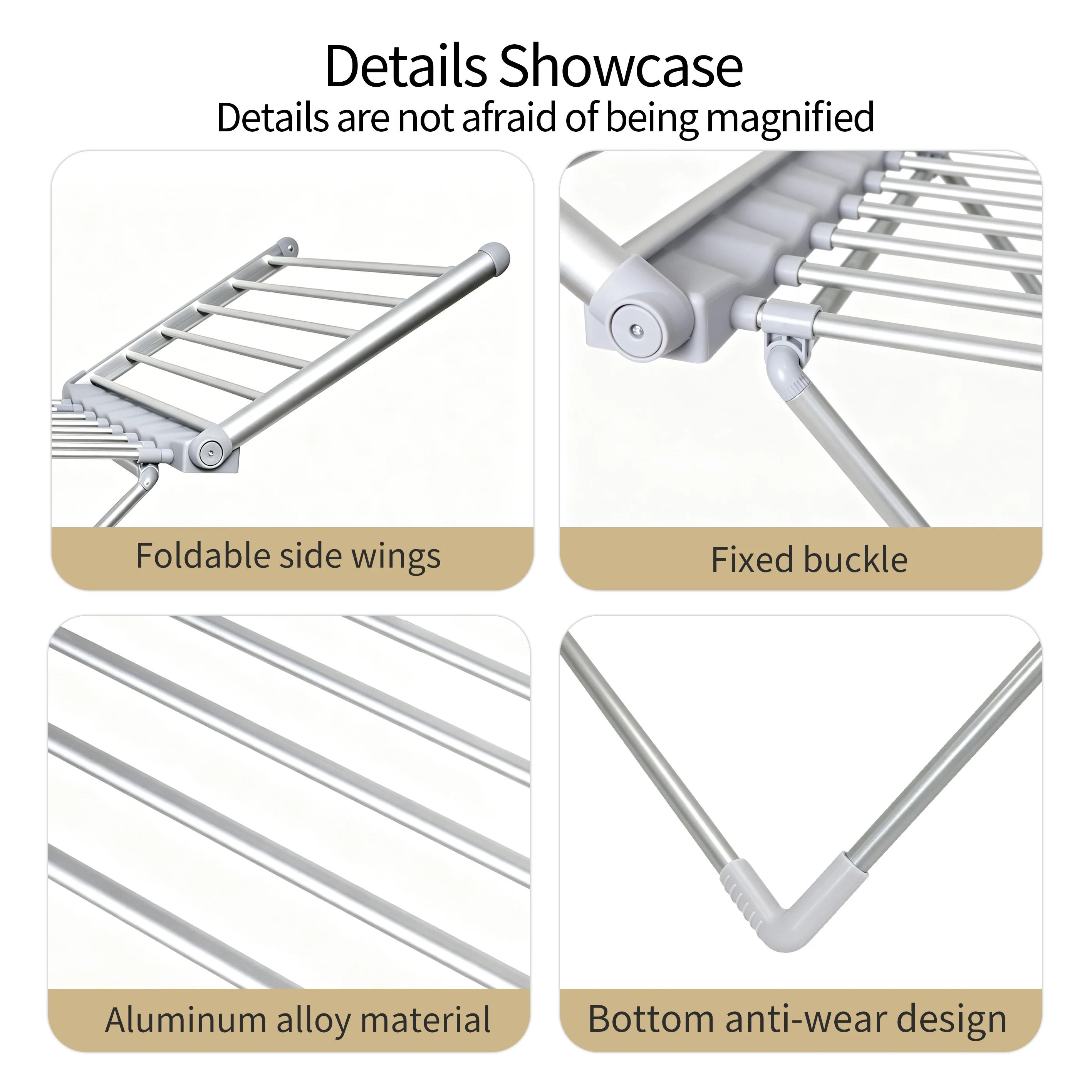 Aviation Aluminum Foldable Electric Heated Clothes Drying Rack 55℃ Constant Temperature Indoor Winged Towel Warmer Dryer Stand