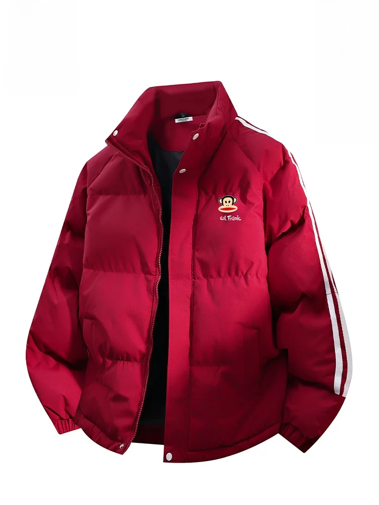 

Утепленная повседневная хлопковая куртка Paul Frank с воротником-стойкой и молнией, для осени и зимы, коллекция «Год Козы», красная.