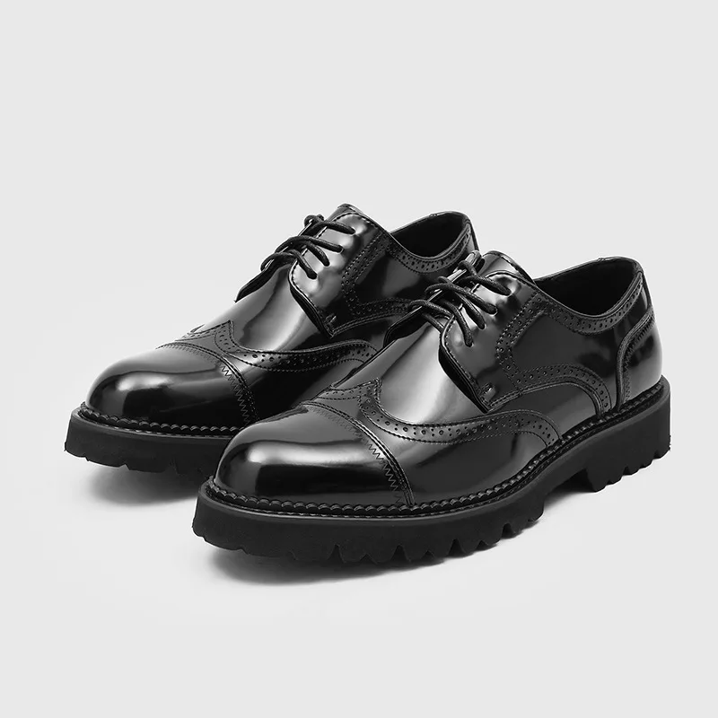 

Fashion Black Wedding Brogues Shoes for Man Luxury Handmade Quality Comfortable 2026 Autumn British Style Mens Formal Shoes