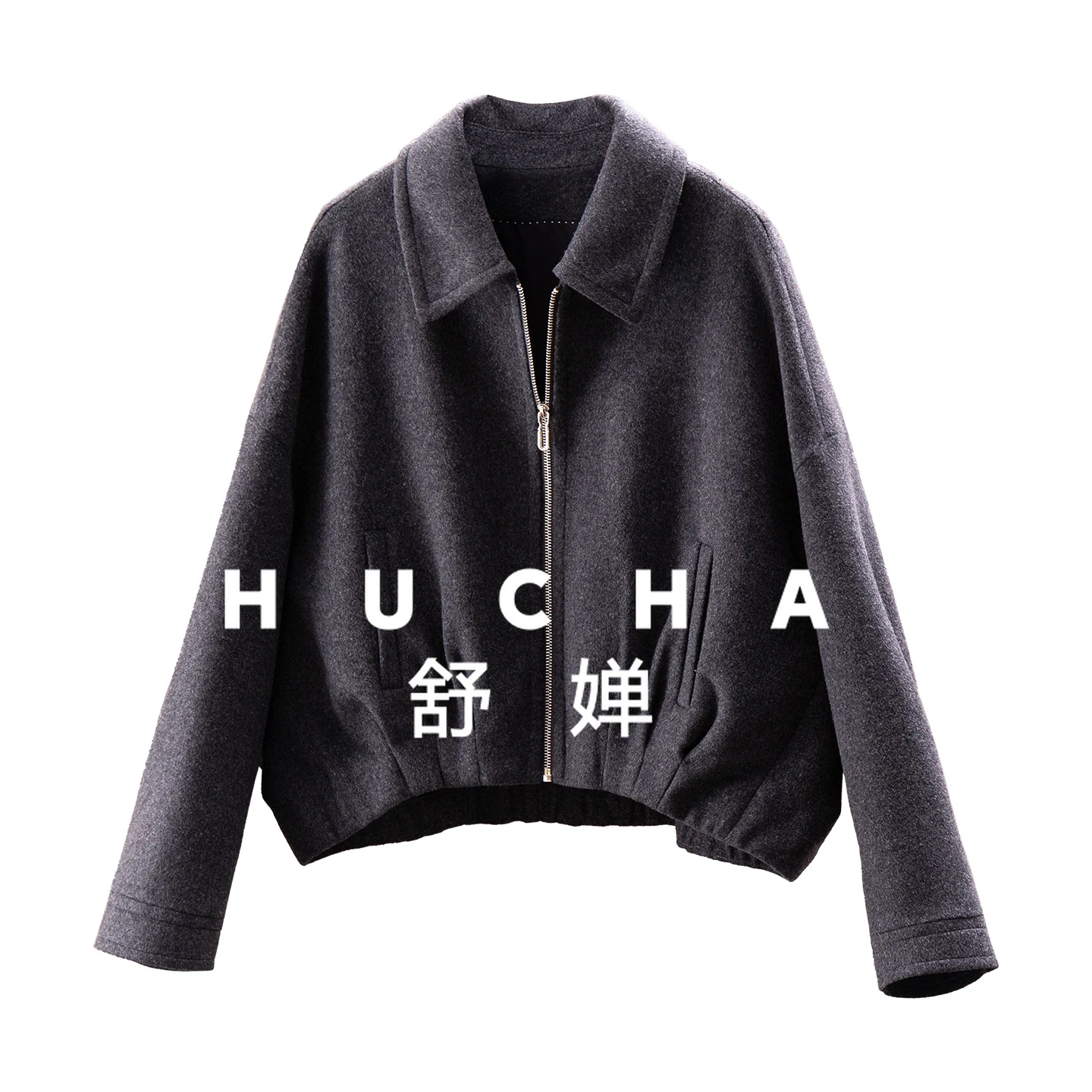 Neutral Style, French  Silhouette Cashmere Woolen Pleated Polo Neck Coat Women 19I2 Coats and Jackets Women