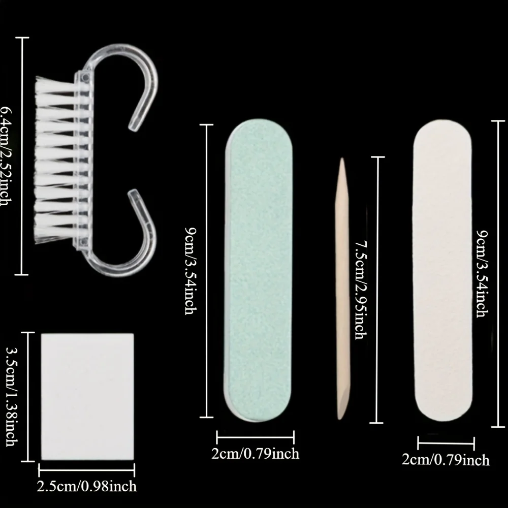 Kit de nail art] conjunto de 10 peças, 5 peças por pacote, mini lixa de unha e conjunto empurrador de pele morta, lixa de unha de dois lados, pele morta de madeira