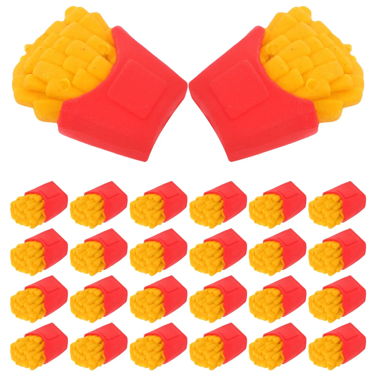 

30 Pcs French Fries Eraser Cute Kawaii School Prizes Material Mini Food Erasers For Girls Drawing Stationery