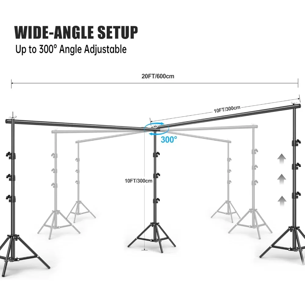 حامل دعم خلفية 10 × 20 قدم للتصوير الفوتوغرافي، عرض قابل للتعديل وطول حامل خلفية دعم الخلفية - الأفضل #3