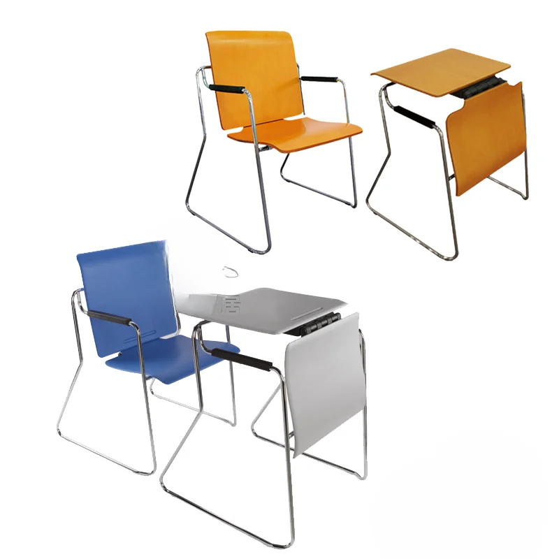 Folding training with writing board table and chair integrated meeting students can flip bow writing chair